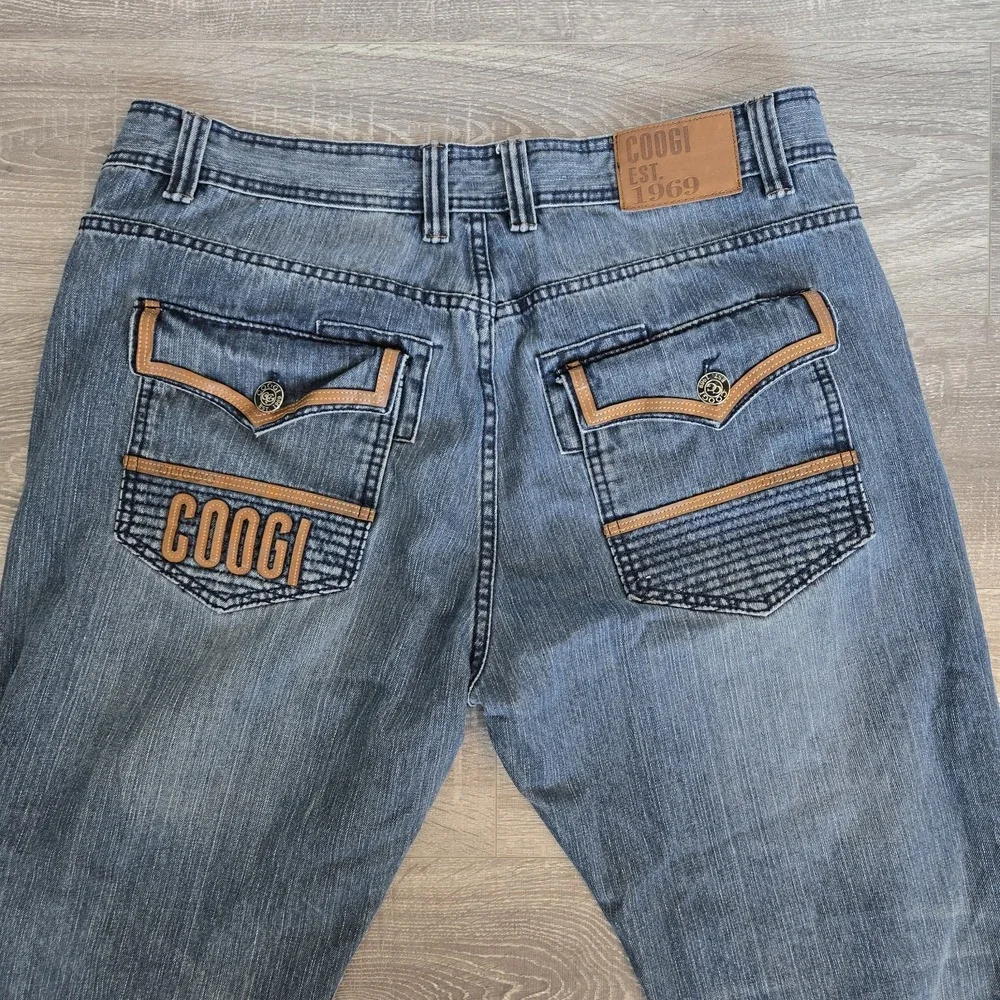 COOGI Y2K Men's Blue Cotton‎ Jeans 42x34 Streetwear Flap Pocket Accents